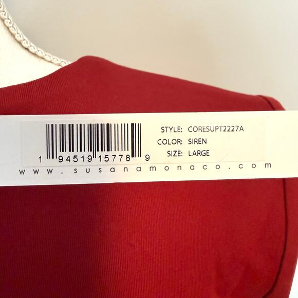 Susana Monaco Core Sexy V-Neck Long Sleeve Top In Siren Red Size Large New - Picture 11 of 13